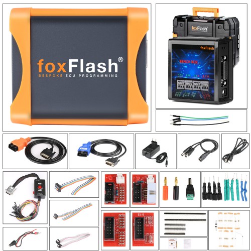 FoxFlash ECU TCU Clone and Chip Tuning tool Plus OTB 1.0 Expansion Adapter and LED BDM Frame With 4 Probes and ECU Uncover Tool 